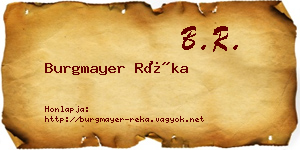Burgmayer Réka névjegykártya